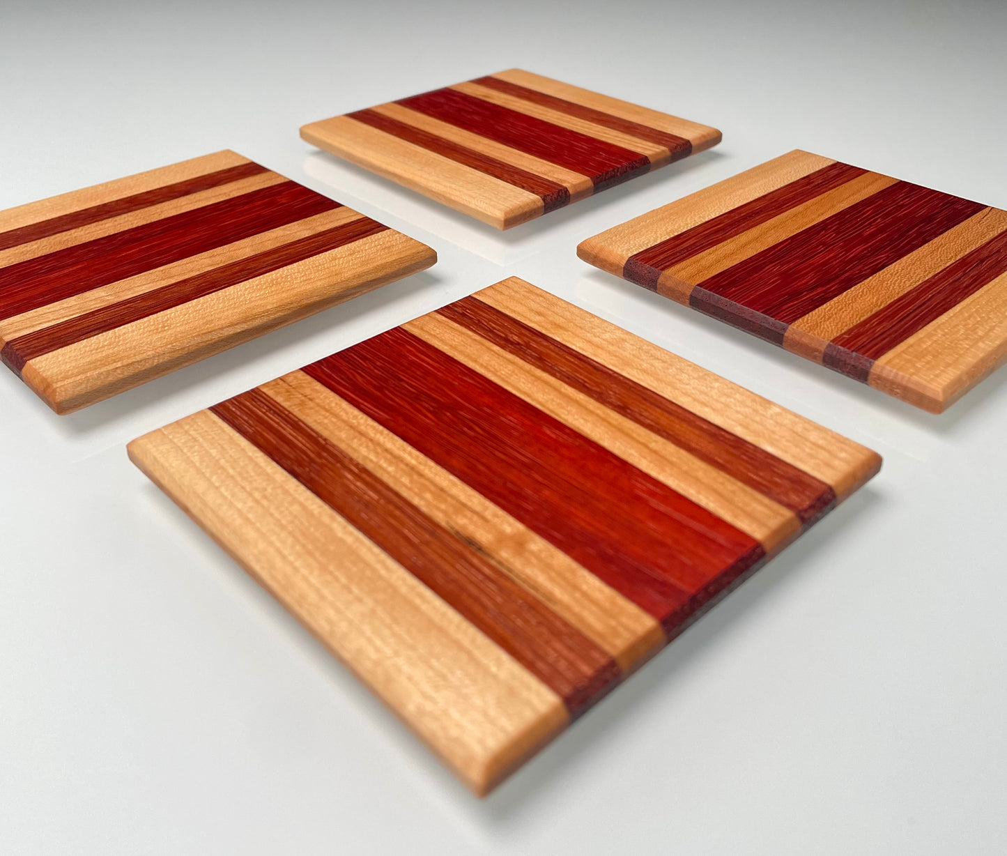 Coasters (Maple, Zebrawood, Cherry & Padauk.)