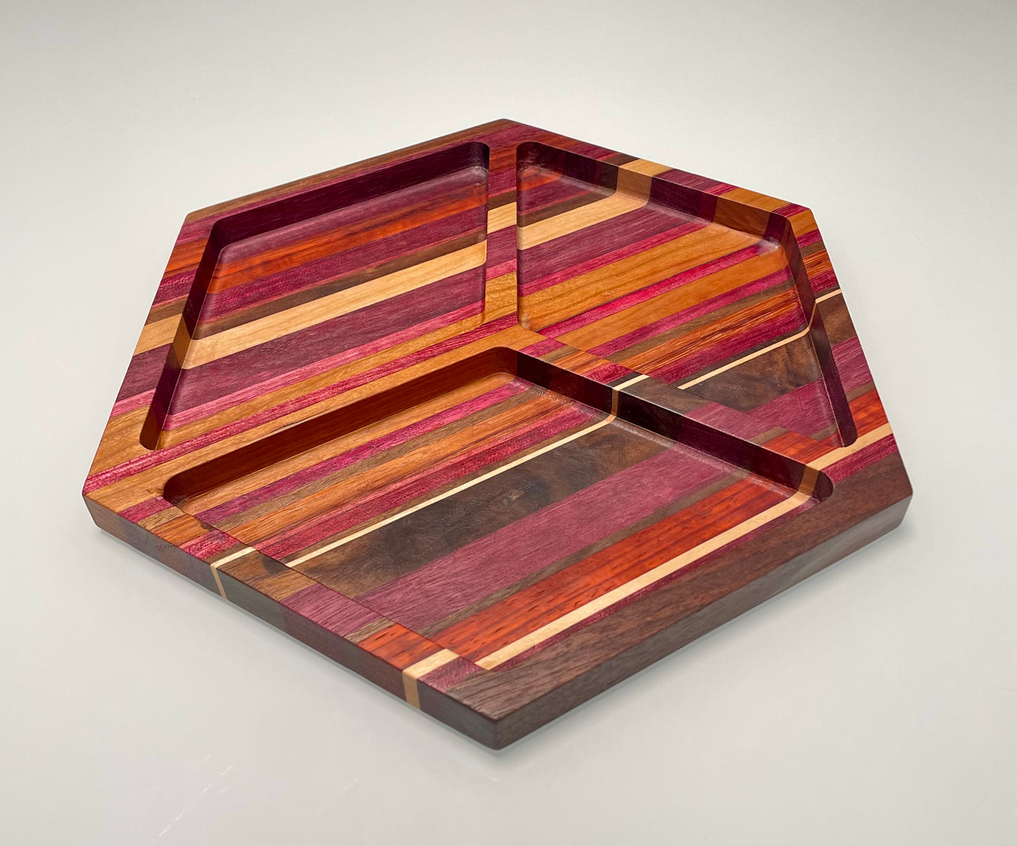 Valet Tray - Hexagon with 3 Compartments