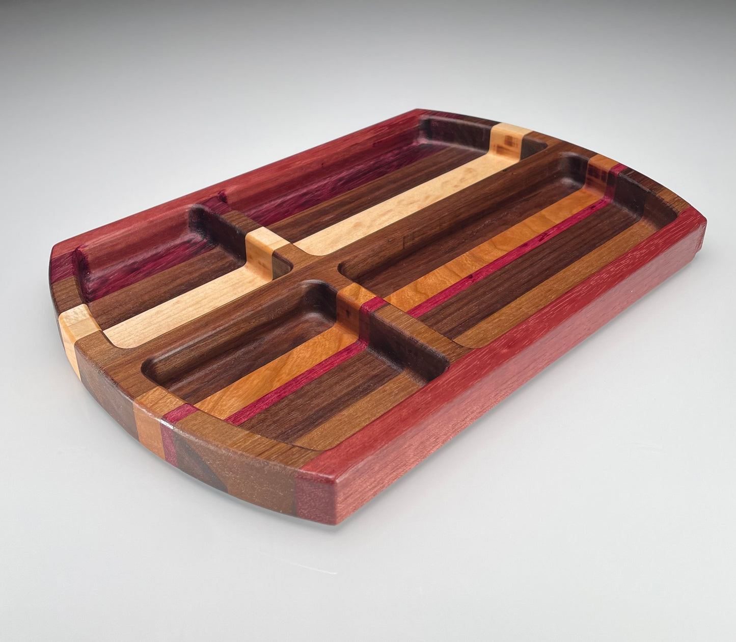 Valet Tray - Mixed Species Pinstripe, 4 compartments