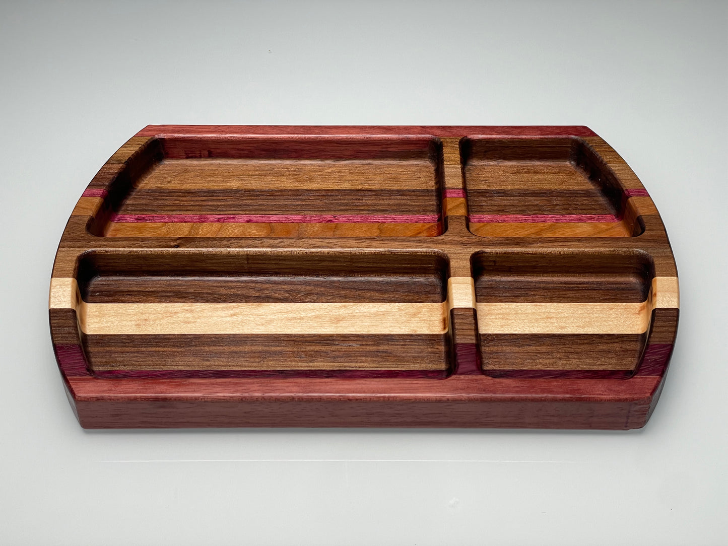 Valet Tray - Mixed Species Pinstripe, 4 compartments