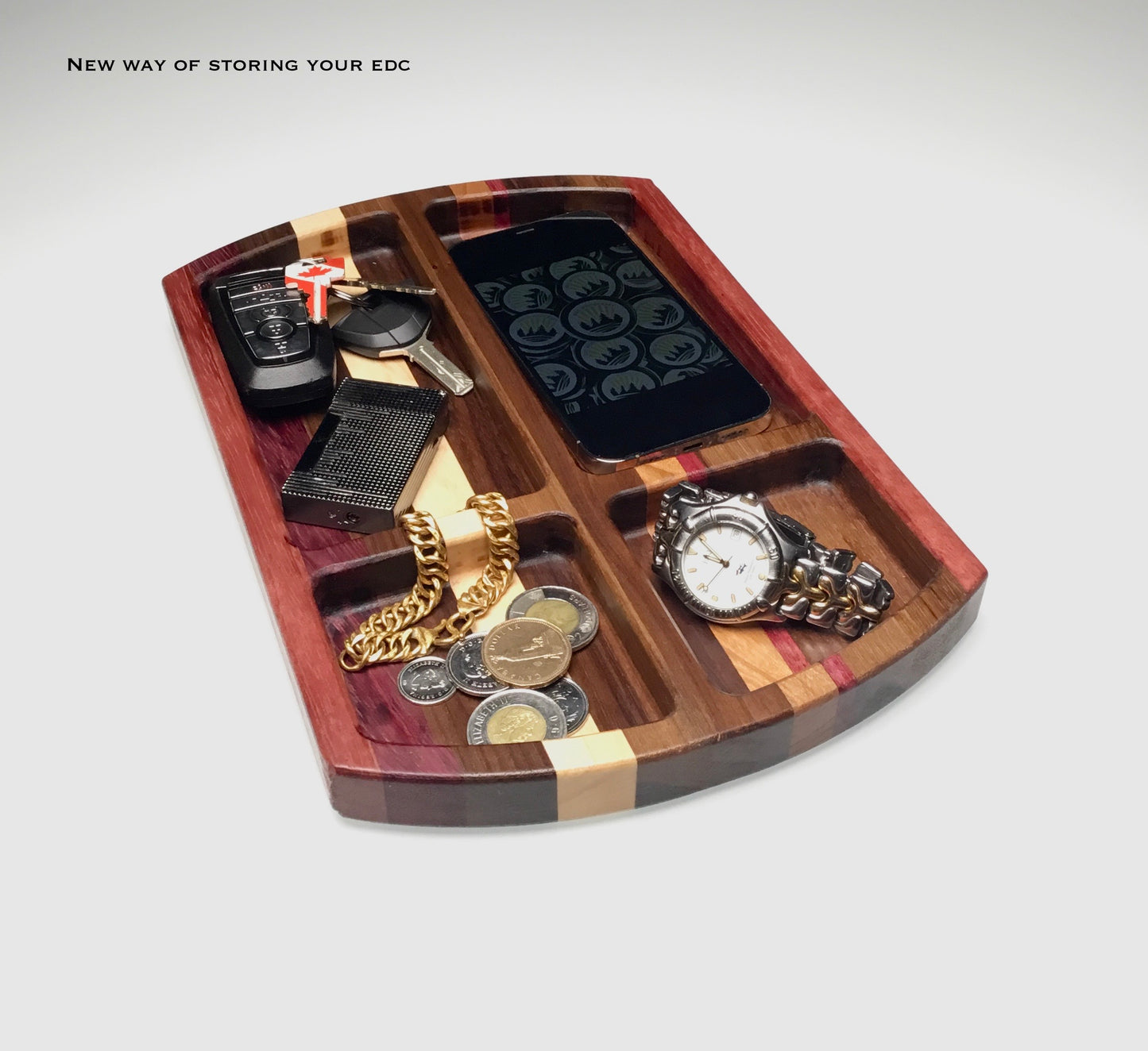 Valet Tray - Mixed Species Pinstripe, 4 compartments