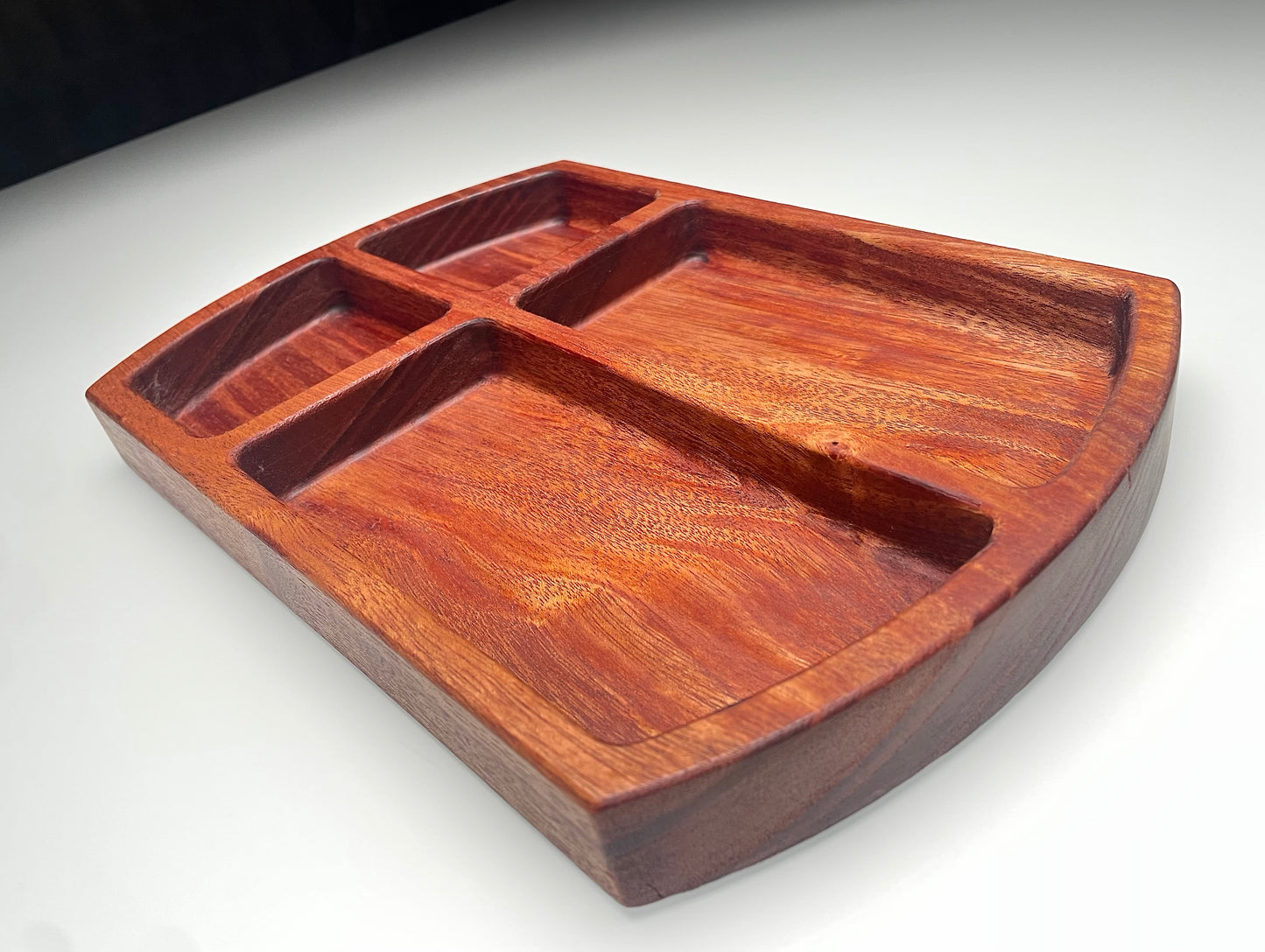 Valet Tray - African Mahogany 4 Compartments