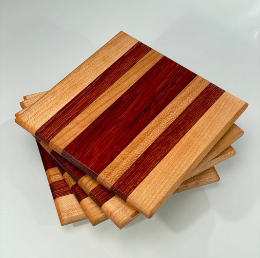Coasters (Maple, Zebrawood, Cherry & Padauk.)