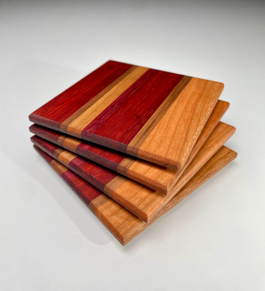 Coasters (Padauk, Walnut, Purpleheart & Cherry).